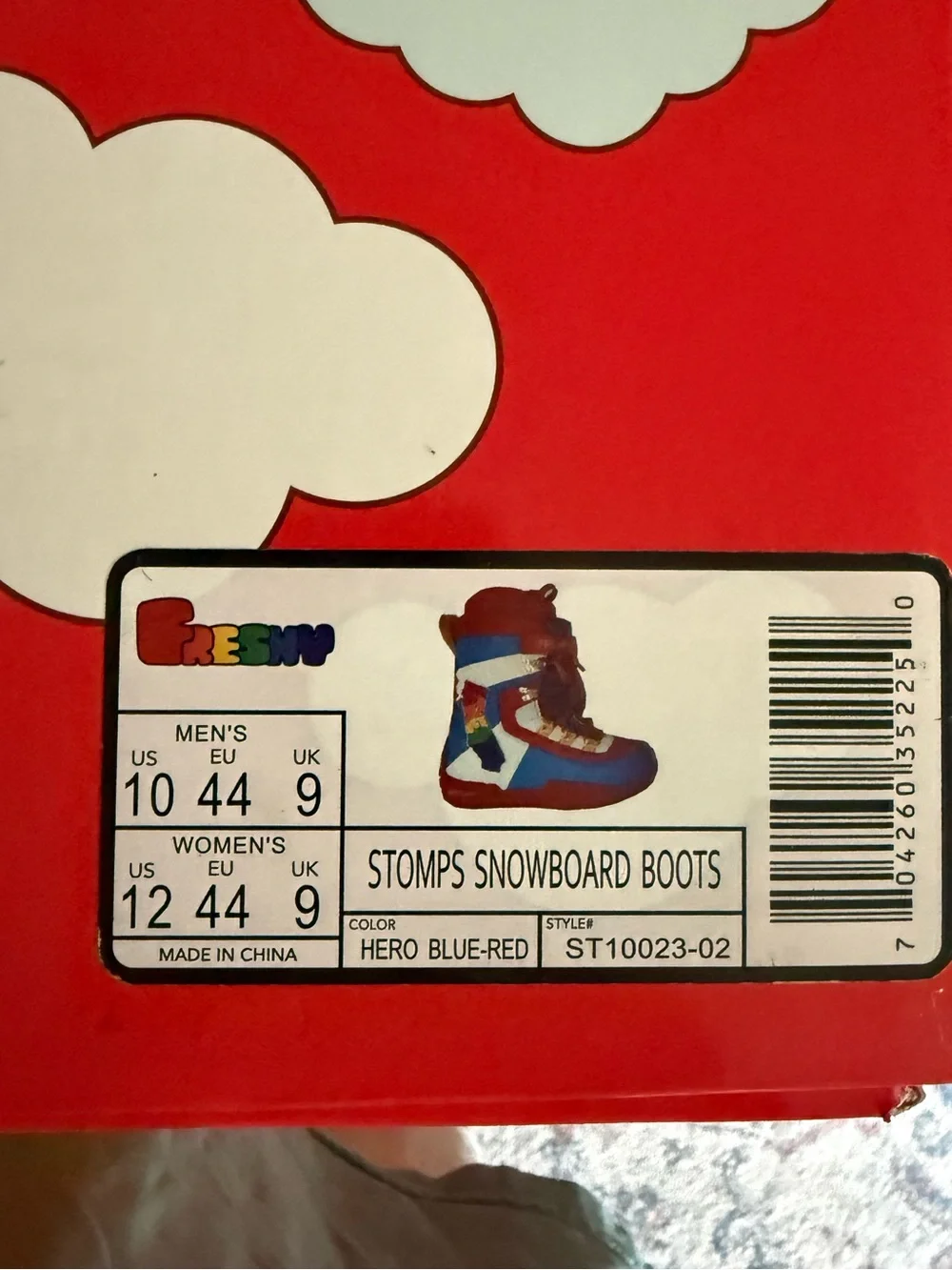 freshyworld Red Blue White Comic-Style Rain & Snow Boots